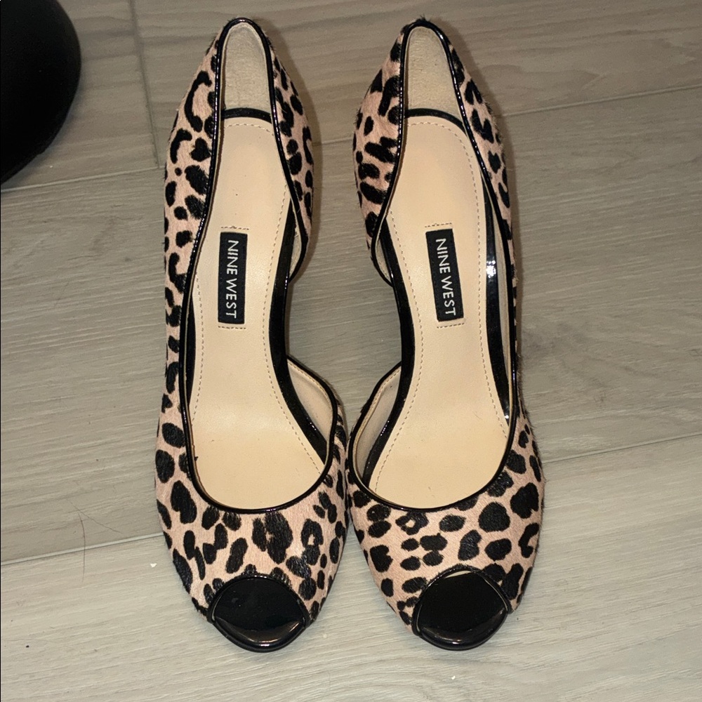 Nine West Leopard Print Peep Toe Heels